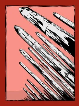 Nuclear Missiles Pointing Upward Stock Illustration