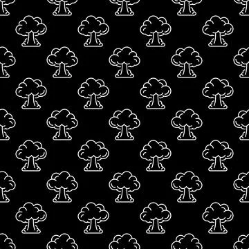 Nuclear Mushroom from Impact vector concept line dark seamless pattern Illustrazione stock