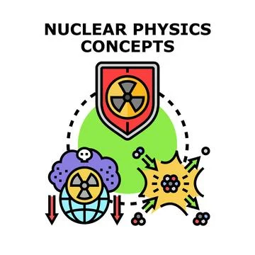 Nuclear physics concepts with fission, hazard, and protection Stock Illustration