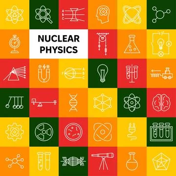 Nuclear Physics Line Icons Stock Illustration