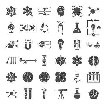 Nuclear Physics Solid Web Icons Stock Illustration