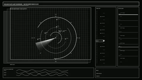 Nuclear Plant Alert Radar Dashboard Seamless Loop Stock Footage 342280182