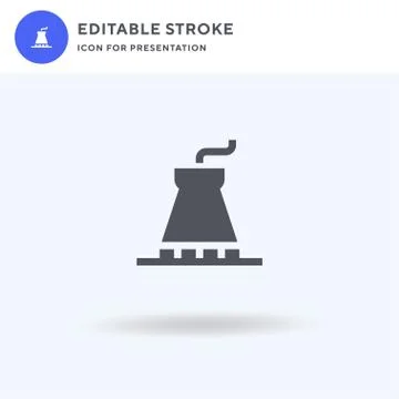Nuclear Plant icon vector, filled flat sign, solid pictogram isolated on whit Illustrazione stock