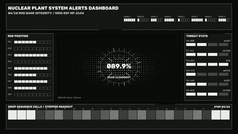 Nuclear Plant System Alerts Dashboard Stock Footage 342282887