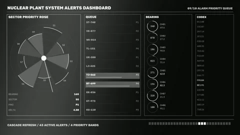 Nuclear Plant System Alerts Dashboard Seamless Loop Stock Footage 342283450