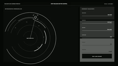 Nuclear Plant Warning Interface Seamless Loop Stock Footage 342284345