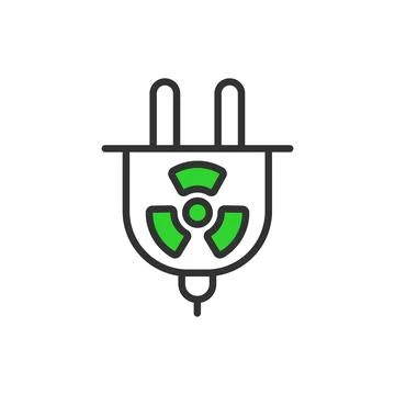 Nuclear plug, in line design, green. Nuclear, Plug, Power, Energy, Connector Illustrazione stock