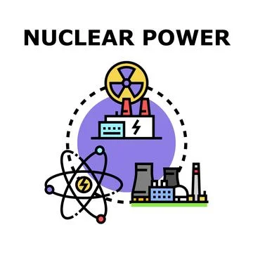 Nuclear power generating electricity with atom energy Stock-Illustration