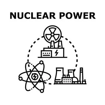 Nuclear power generating electricity with atom energy 스톡 일러스트