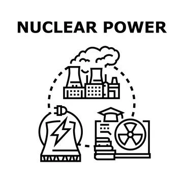 Nuclear power generation energy and sustainable development concept Stock Illustration