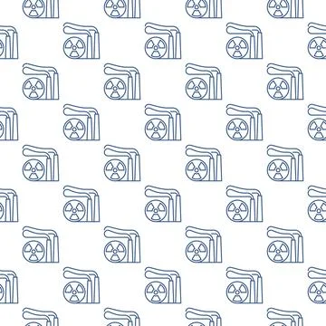 Nuclear Power Generator vector Radiation seamless pattern in outline style イラスト素材