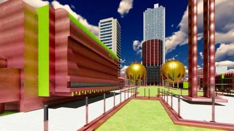 Nuclear power plant 3d rendering Stock Illustration