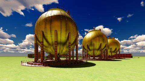 Nuclear power plant 3d rendering Stock-Illustration