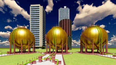 Nuclear power plant 3d rendering Illustrazione stock