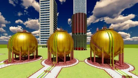 Nuclear power plant 3d rendering Stock Illustration