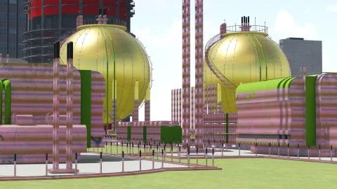 Nuclear power plant 3d rendering Stock Illustration