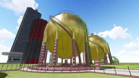 Nuclear power plant 3d rendering Stock Illustration