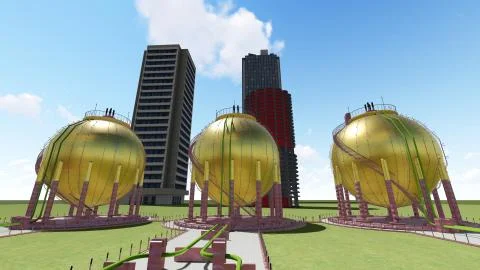 Nuclear power plant 3d rendering Stock Illustration