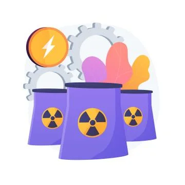 Nuclear power plant, atomic reactors, energy production vector concept metaphor. Stock Illustration