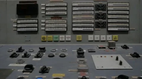 Nuclear power plant control panel Stock Footage 194708938