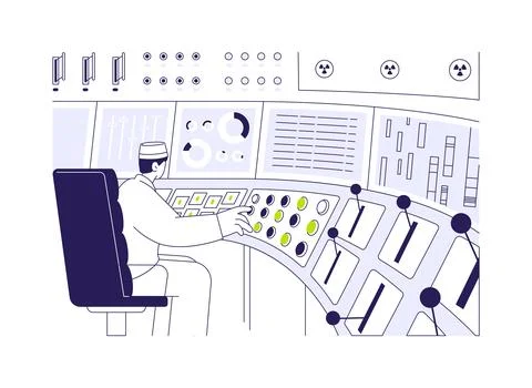 Nuclear power plant control room abstract concept vector illustration. Stock Illustration