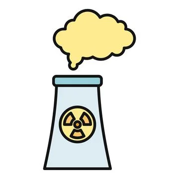Nuclear power plant cooling tower emitting vapor Stock Illustration