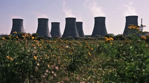 Nuclear power plant Stock Footage 55375520