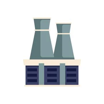 Nuclear power plant generating clean energy using atomic fission Stock Illustration