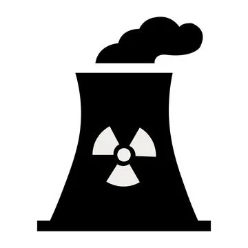 Nuclear power plant icon atomic cooling tower vector thermal power station .. Stock Illustration