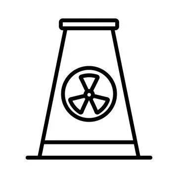 Nuclear power plant icon linear logo mark in black and white Stock Illustration