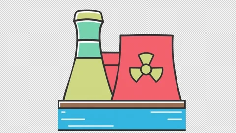 Nuclear power plants. Animation of atomic energy production. Cartoon Stock Footage 320215242