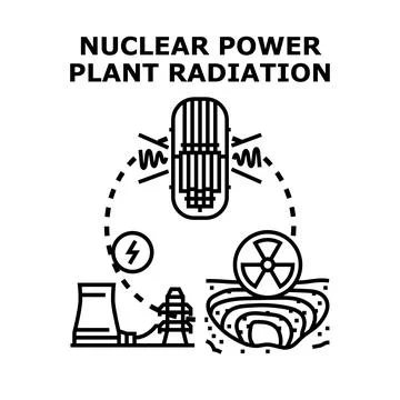 Nuclear power radiation energy generating waste disposal Stock Illustration