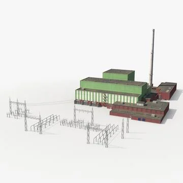 Nuclear Power Station 3D Model