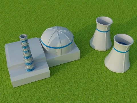 Nuclear power station  - computer art 3d series Stock Illustration