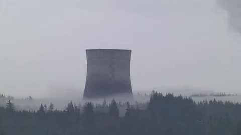 Nuclear Power Station cooling tower Olympic Peninsula 動画素材 70878444
