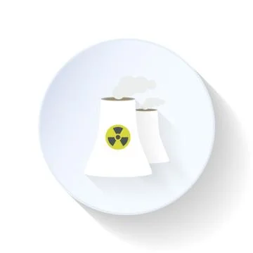 Nuclear power station flat icon Stock Illustration