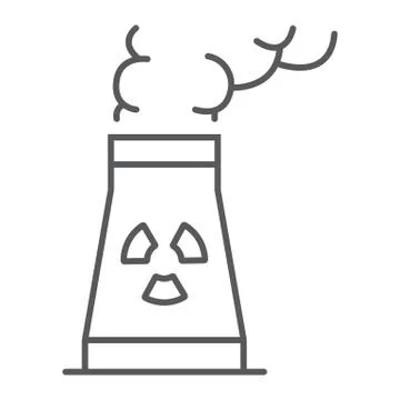 Nuclear power station thin line icon, ecology Stock Illustration