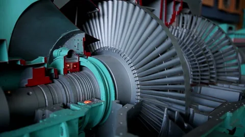 A nuclear power station. A training model of a steam turbine. Stock Footage 64604996