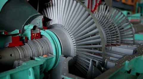 A nuclear power station. A training model of a steam turbine. Stock Footage 64605029