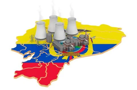 Nuclear power stations in Ecuador, 3D rendering Stock Illustration