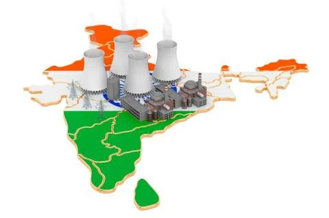 Nuclear power stations in India, 3D rendering Ilustração Stock