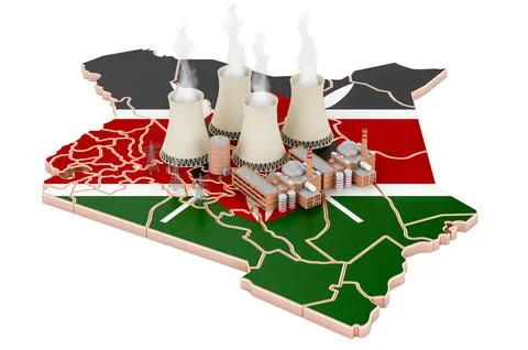 Nuclear power stations in Kenya, 3D rendering Ilustración de archivo