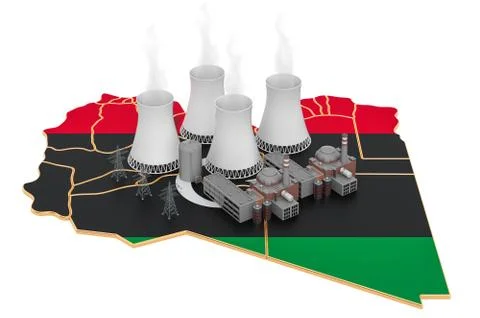Nuclear power stations in Libya, 3D rendering Stock Illustration