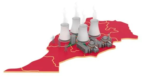 Nuclear power stations in Morocco, 3D rendering Ilustração Stock