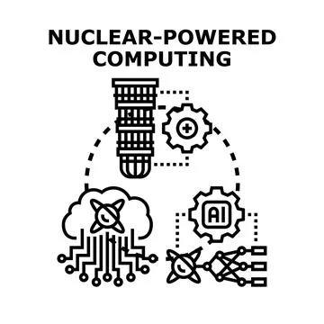 Nuclear powered computing advancing with ai and cloud technology Stockillustratie