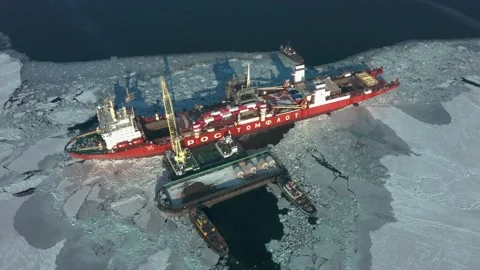 Nuclear-powered dry cargo ship Sevmorput in Vladivostok. Stock Footage 168617330