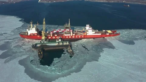 Nuclear-powered dry cargo ship Sevmorput in Vladivostok. Stock Footage 170412574