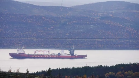 Nuclear-powered ship lighter carrier SEVMORPUT. Stock Footage 291385724