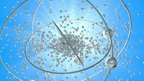 Nuclear radiation emitting from a Atom Stock-Footage 73569600