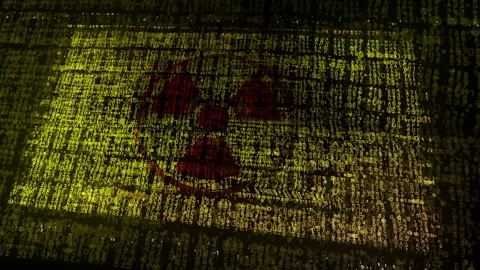 Nuclear radiation flag waving with security code Stock-Footage 292304564